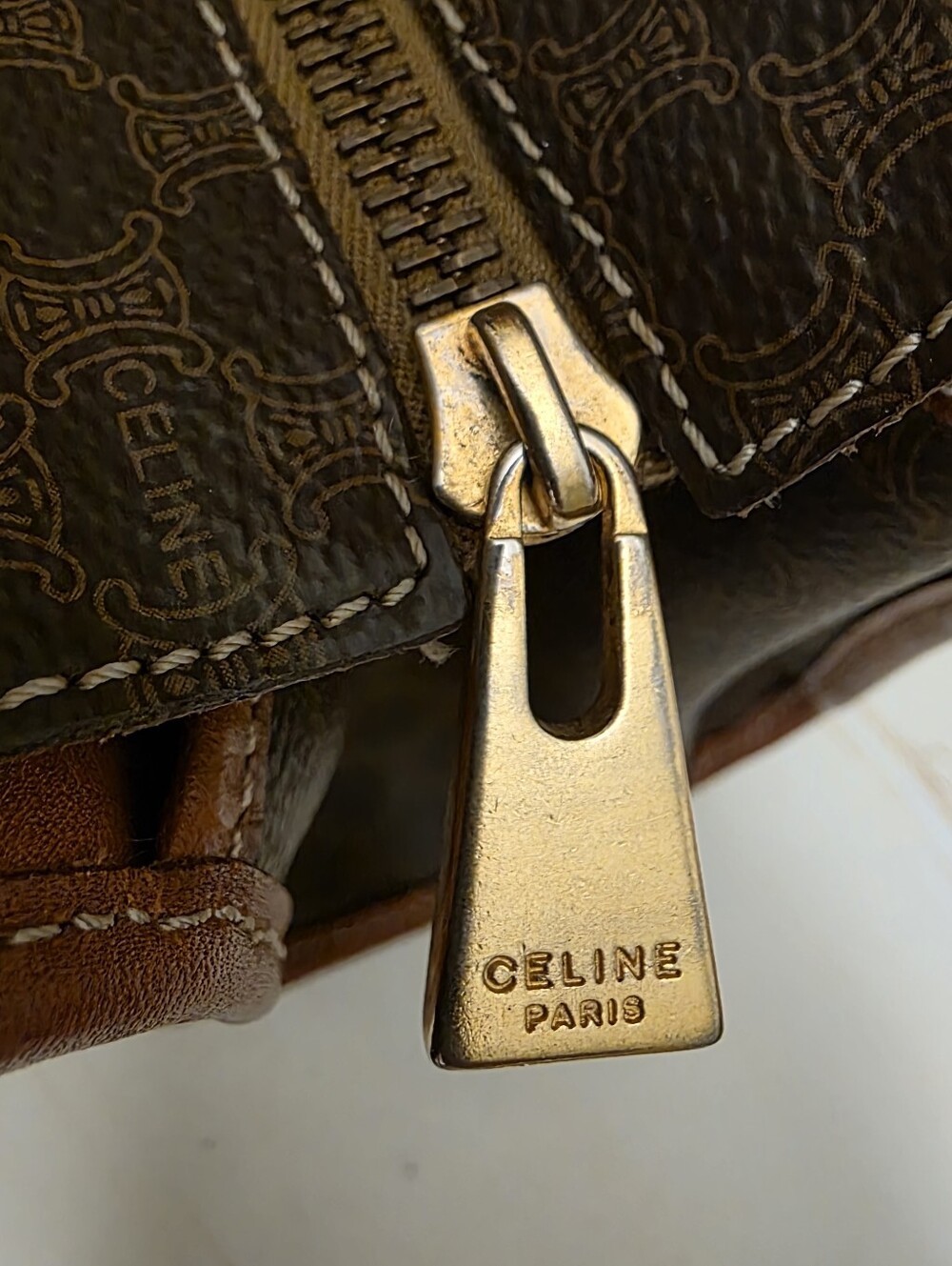 Celine | Brown Macadam Top Handle Handbag - Picture 5 of 14